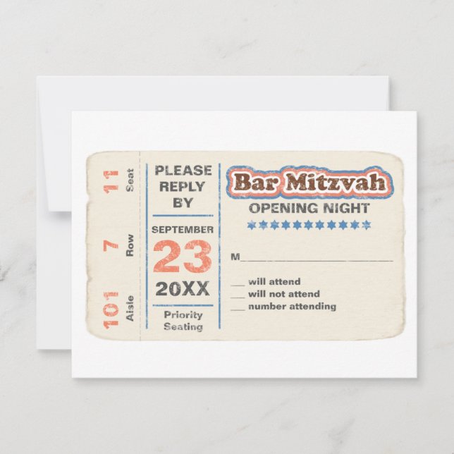 Sportsstar Bar Mitzvah UAWG Reply Card Blau RSVP Karte (Vorderseite)