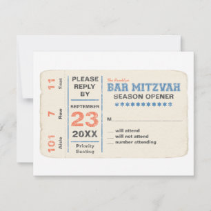 Sportsstar Bar Mitzvah UAWG Reply Card Blau RSVP Karte