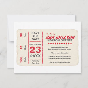 Sportstar Bar Mitzvah Save the Date Karte in Rot