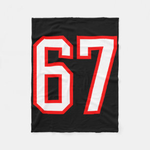 Sportsteam Nummer #67 Weiß Rot Varsity Nummer 67 Fleecedecke