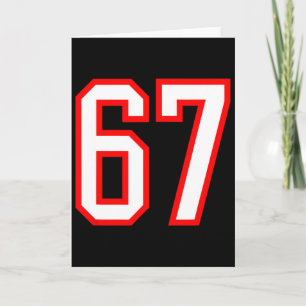 Sportsteam Nummer #67 Weiß Rot Varsity Nummer 67 Karte