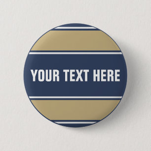 SPORTSTREIFEN - Blau Beige Grau + Ihr Text Button