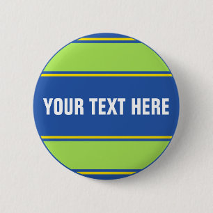 SPORTSTREIFEN - Blau-Grün-Gelb + Ihr Text Button