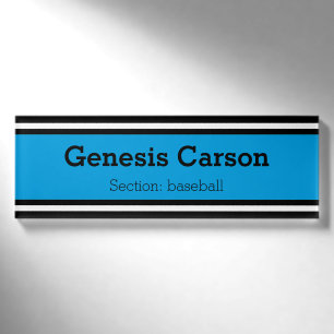 SPORTSTREIFEN - Cyan Schwarz-weiß + Ihre Ideen Namenschild