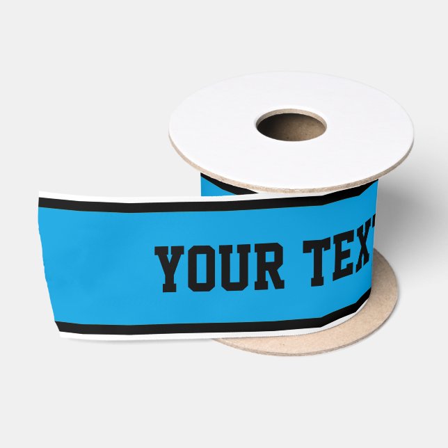 SPORTSTREIFEN - Cyan Schwarz-weiß + Text Satinband (Spule)