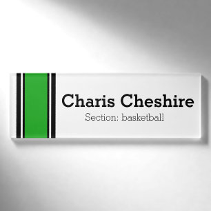 SPORTSTREIFEN - Grün Schwarz-weiß + Ihre Ideen Namenschild