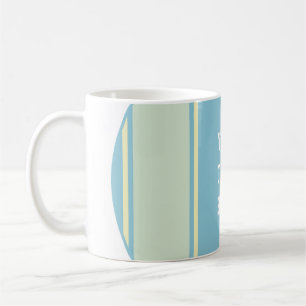 SPORTSTREIFEN - Pastellblau Gelb + Ihr Text Kaffeetasse