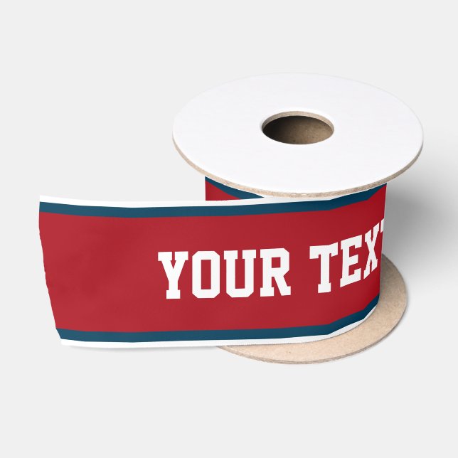 SPORTSTREIFEN - Red Blue White + Ihr Text Satinband (Spule)