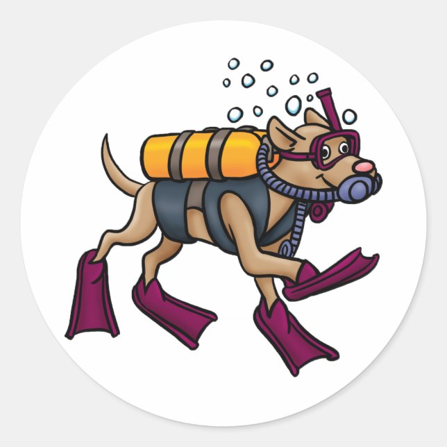 Sporttauchen-Hundeaufkleber Runder Aufkleber (Vorderseite)