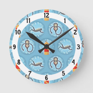 Sporttauchen-Muster - niedliches Runde Wanduhr