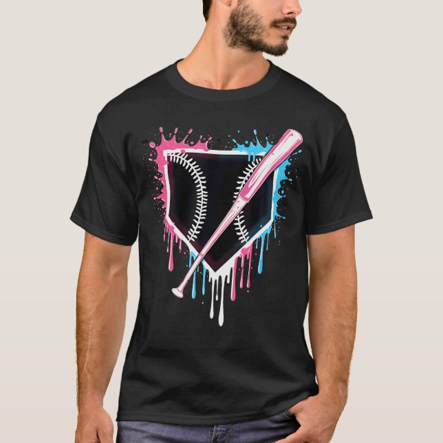 Sportteam Cool Baseball Zuhause Plate Tropfen mit  T-Shirt (Vorderseite)