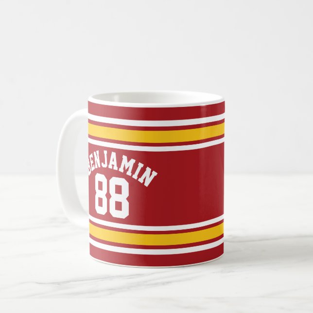 Sportteam Football Jersey Individuelle Name Nummer Kaffeetasse (Vorderseite Links)
