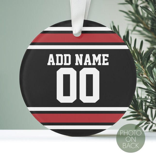 Sportteam Football Jersey Individuelle Name Ornament (Personalized Photo Ornament - Sports Jersey Theme)