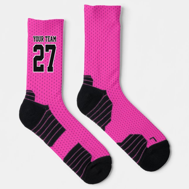 Sportteam Hot Pink Name Basketball Socken (Rechts)