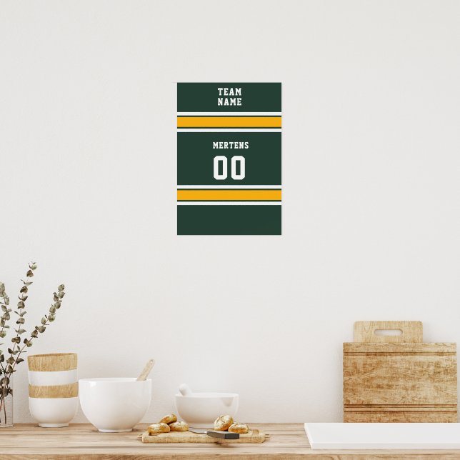 Sportteam Ihr Name Grün Gold Weiß Poster (Küche)
