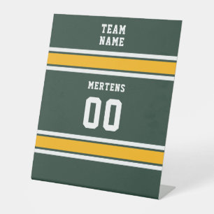 Sportteam Ihr Name Grün Gold Weiß Sockelschild