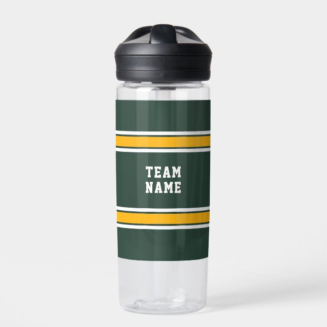 Sportteam Ihr Name Grün Gold Weiß Trinkflasche (Vorderseite)