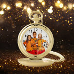 Sportteam Kinder Fußball Taschenuhr<br><div class="desc">Fügen Sie Ihr eigenes Foto von Fußball, Fußball, Basketball, Sportdampf hinzu. Schwarze Zahlen. Personalisieren und fügen Sie Ihren Text, schwarze Buchstaben. Eine tolle Sache, um eine Tasse, Liga, Sport-Team-Veranstaltung zu gewinnen oder als Dankeschön an den Teamtrainer. Diese Uhr ist auch in unserem Shop mit weißen Zahlen und Text erhältlich.</div>