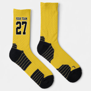 Sportteam Nummer Gelb Schwarz gepunkteter Basketba Socken