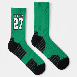 Sportteam Nummer Grün Weißer Korbball Socken