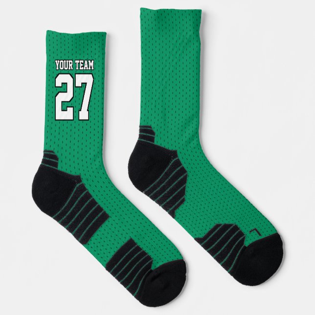 Sportteam Nummer Grün Weißer Korbball Socken (Rechts)