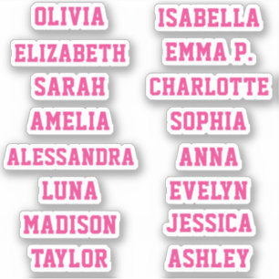 Sportteam Pink Girl Custom 16 Names Set Aufkleber