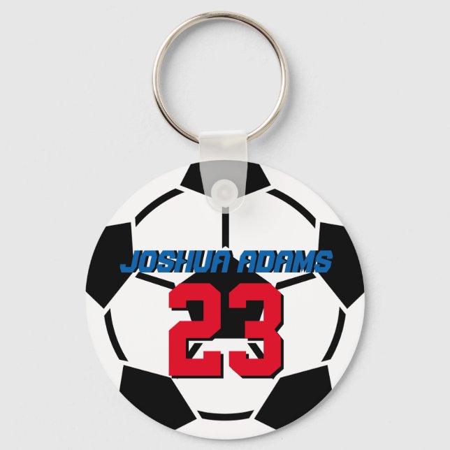Sportteam Schwarz-weiß Soccer Ball Schlüsselanhäng Schlüsselanhänger (Vorderseite)