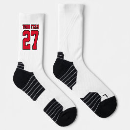 Sportteam Weißer Roter Name Basketball Socken