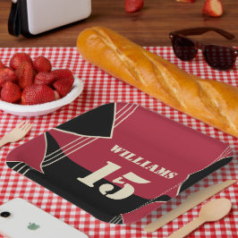 Sportthema Papiertafel mit Name und Nummer Pappteller