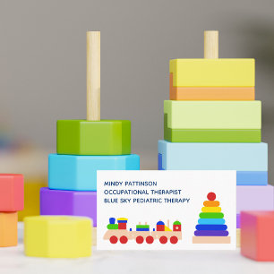 Sporttherapeut spielt Regenbogenspielzeug Visitenkarte