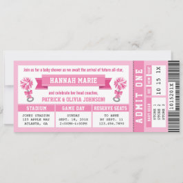 Sportticket Baby Showeinladung, rosa Cheerleader Einladung