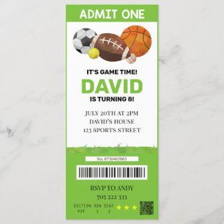 SportTicket Geburtstag Party Tickets Einladung