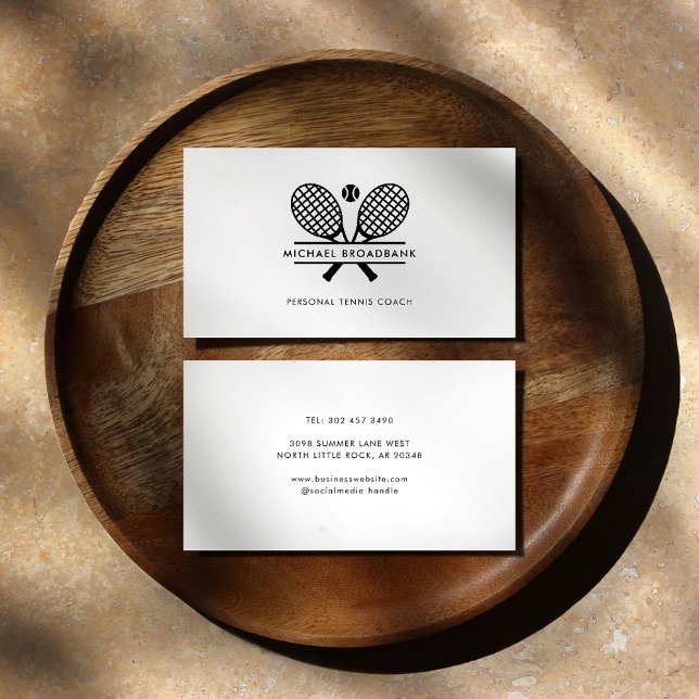 Sporttrainer auf dem Rasen Visitenkarte (Tennis Club Professional Team Coach Rackets Motif Business Card)