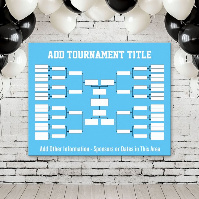 Sportturnier-Bracket - Blue 32 Teams Poster (Custom Tournament Bracket Poster)