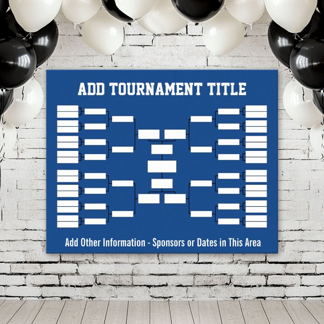 Sportturnier-Bracket - Blue 32 Teams Poster (Custom Tournament Bracket Poster)
