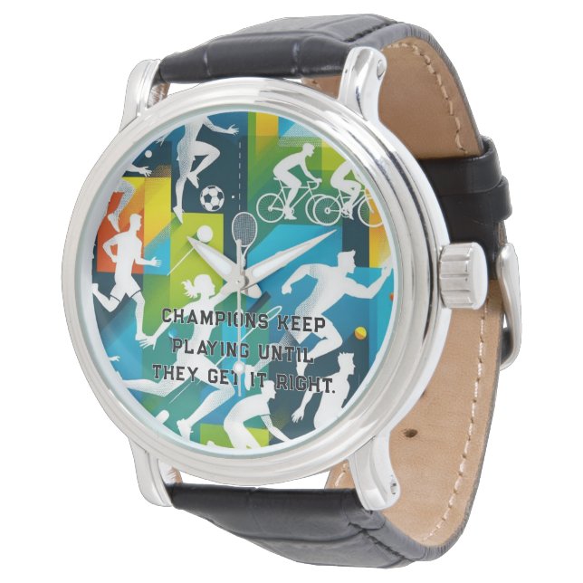 Sportuhr mit Inspiration - Motivierend Geschenk Armbanduhr (Schrägansicht)