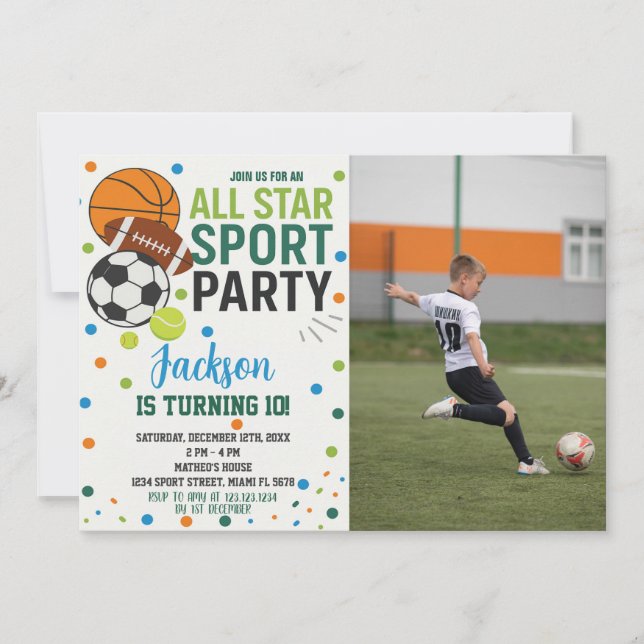 Sportveranstaltungen Einladung zum Geburtstag (Vorderseite)