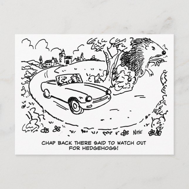 Sportwagen auf dem Land. Funny Postkarte (Vorderseite)