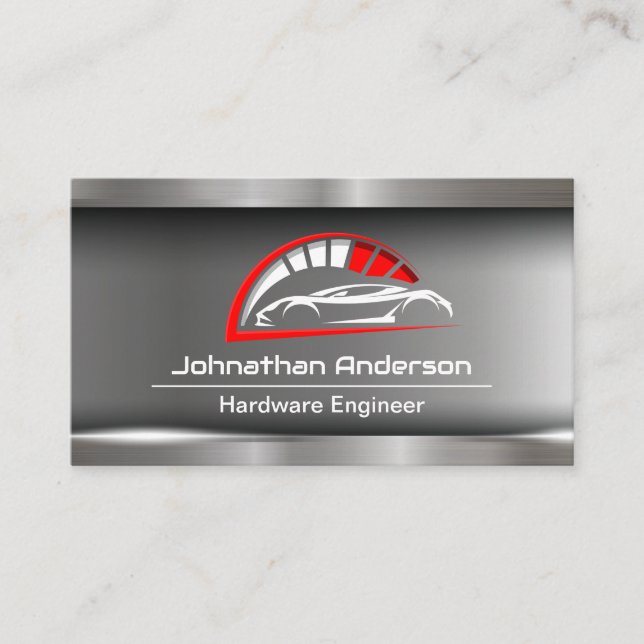 Sportwagen | Auto-Logo | Metallischer Hintergrund Visitenkarte (Vorderseite)