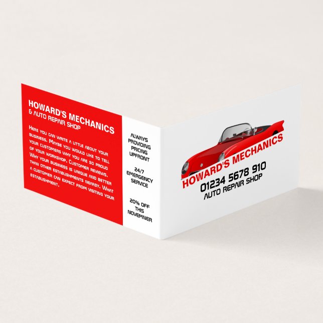 Sportwagen, Auto Mechanik & Reparaturen, im Detail Visitenkarten (Vorderseite)