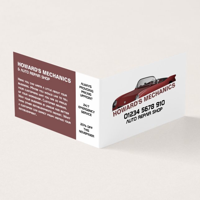 Sportwagen, Auto Mechanik & Reparaturen, im Detail Visitenkarten (Vorderseite)