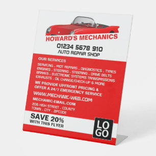 Sportwagen, Auto Mechanik & Reparaturen Werbung Sockelschild