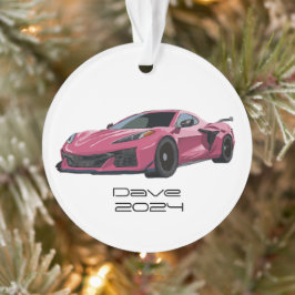 Sportwagen C8 Corvette Pink Handgezeichnet Ornament