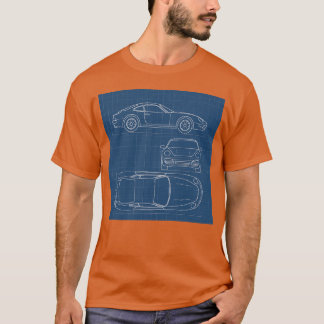 Sportwagen-Design im Blueprint-Stil lustig T-Shirt
