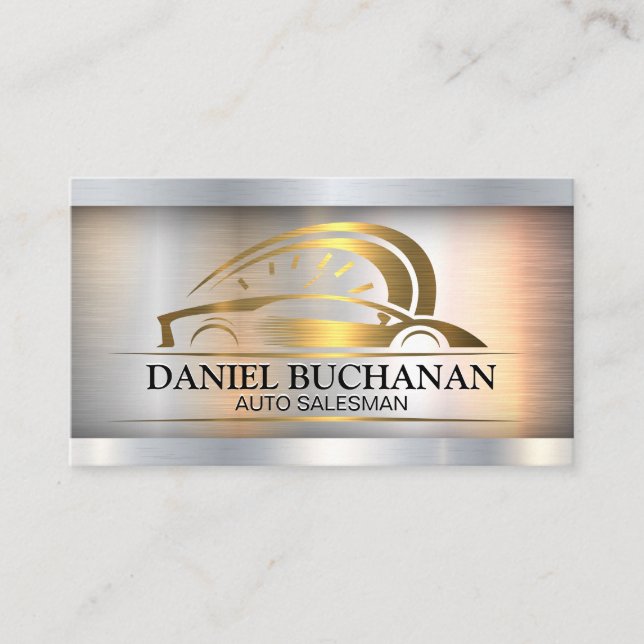 Sportwagen | Gold Metallic-Auto-Logo Visitenkarte (Vorderseite)