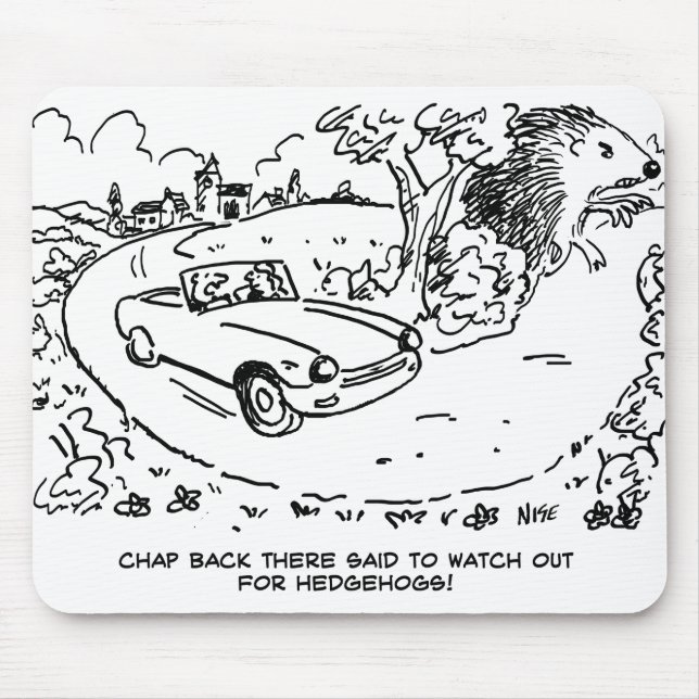 Sportwagen im Grünen mit Igel Mousepad (Vorne)