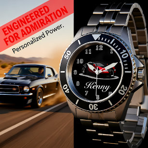Sportwagen in Schwarz und Rot Armbanduhr