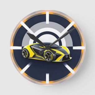Sportwagen-Logo im modernen Kreisstil Runde Wanduhr