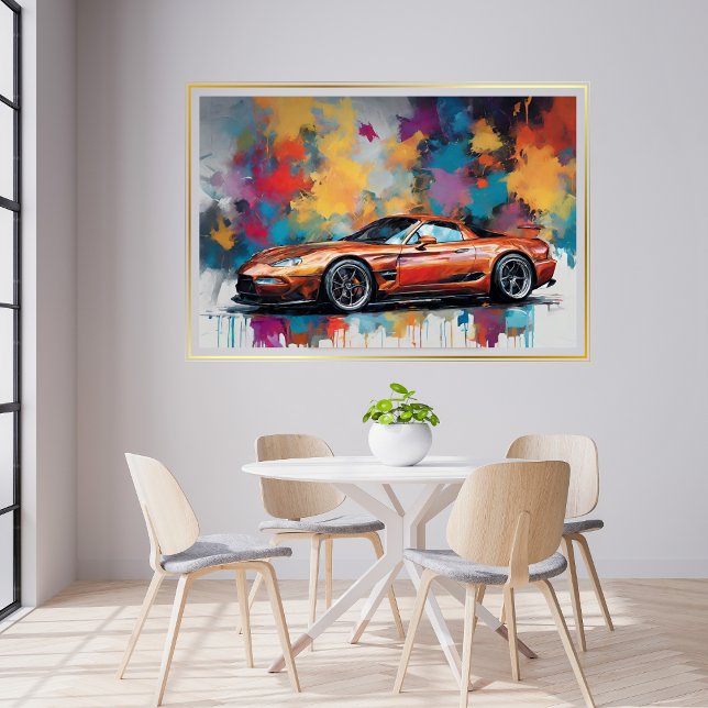 Sportwagen Orange Modern Art Poster (Sports Car Orange Modern Art Poster)