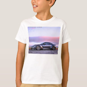 Sportwagen Straße auf Horizont Jungs weißes Hemd T-Shirt